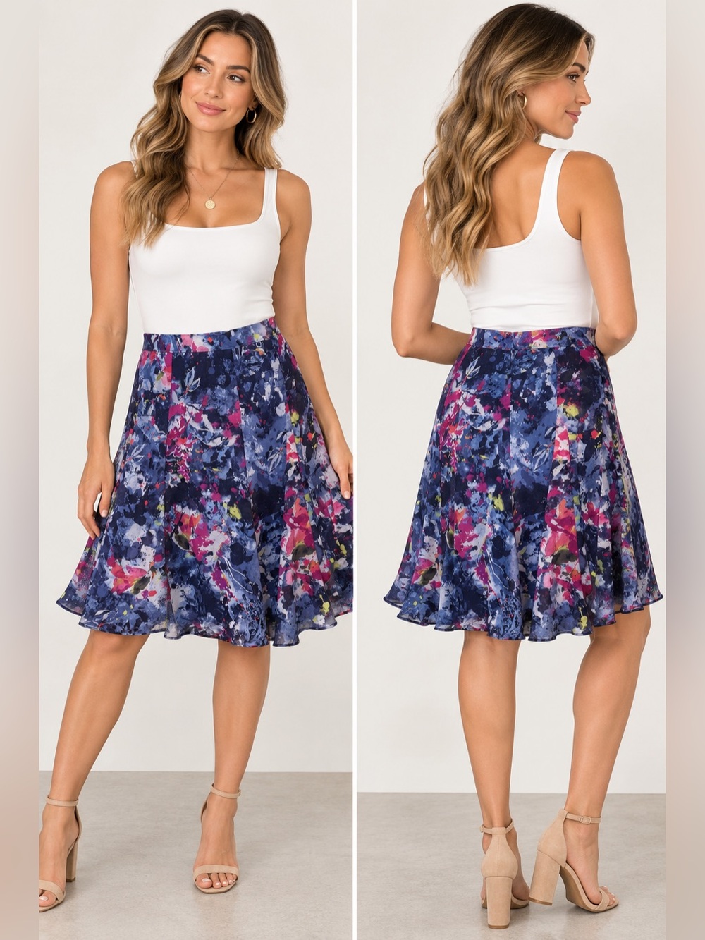 Lauren Ralph Lauren Floral A-Line Skirt Size 8 NWT Blue Multicolor